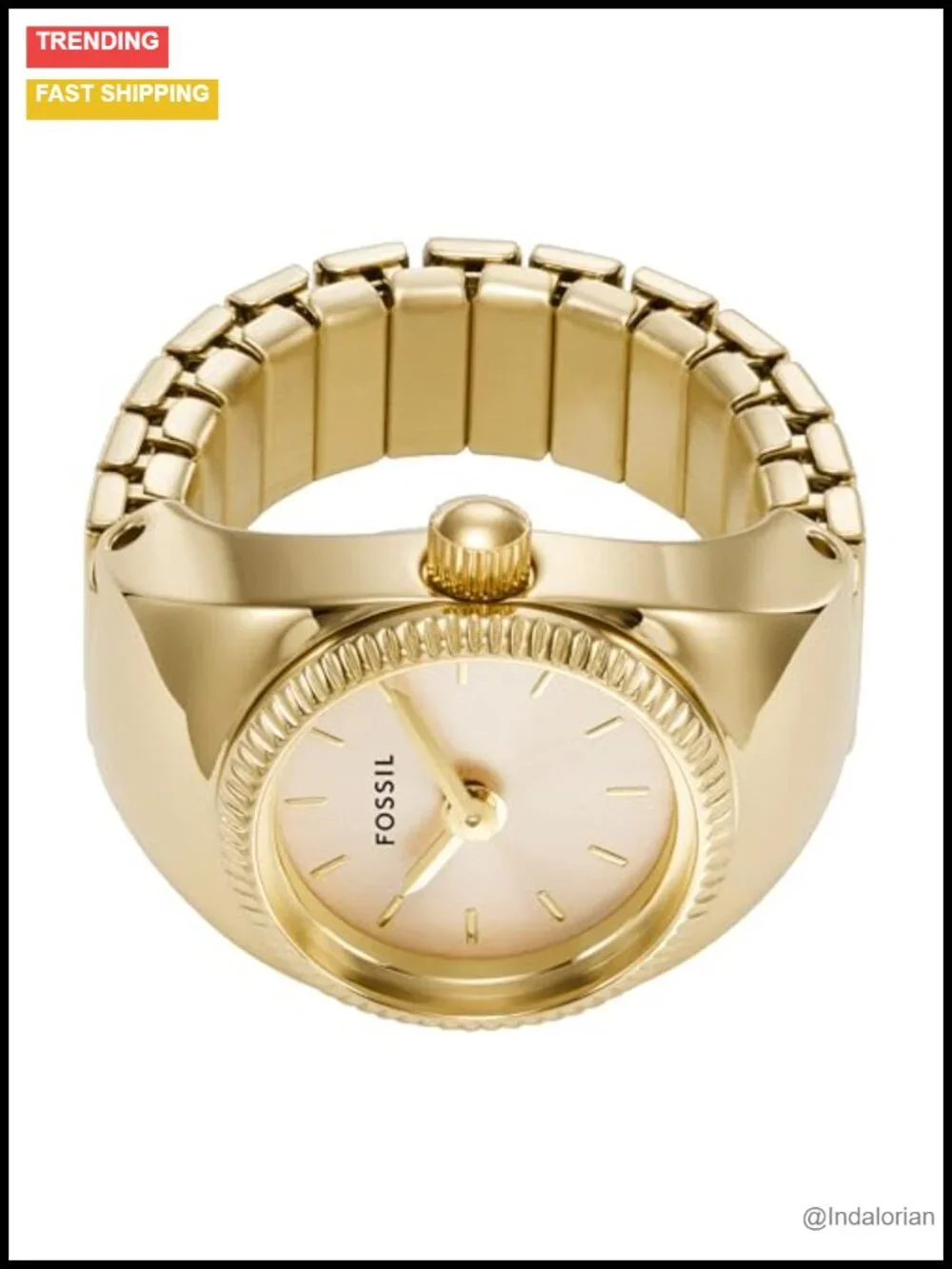 Quartz Stainless Steel Two-Hand Ring Watch for Women Flexible Band